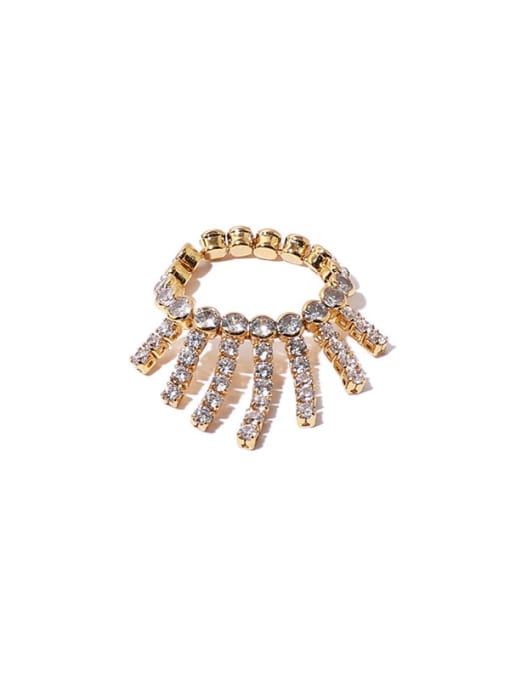 Five Color Brass Cubic Zirconia Tassel Vintage Band Ring 0