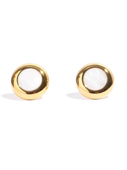 TINGS Brass Shell Round Minimalist Stud Earring 2