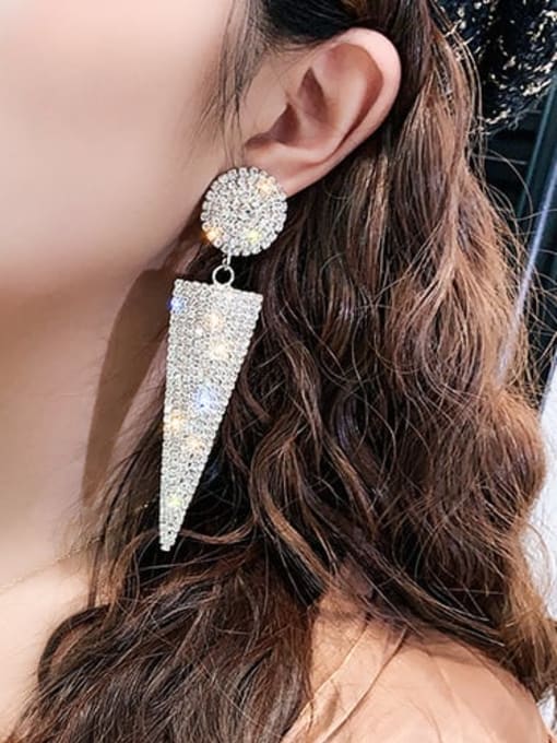 Papara Alloy Cubic Zirconia Triangle Statement Chandelier Earring 2