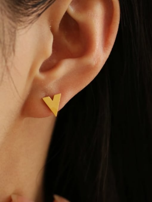 ACCA Titanium Steel Letter V Minimalist Single Earring(Single -Only One) 1