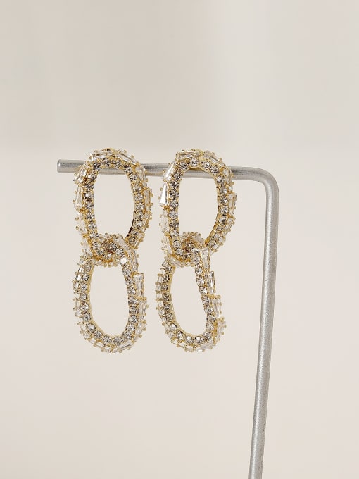 HYACINTH Brass Cubic Zirconia Geometric Vintage Drop Trend Korean Fashion Earring 0