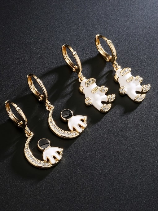 AOG Brass Cubic Zirconia Enamel Irregular Vintage Huggie Earring