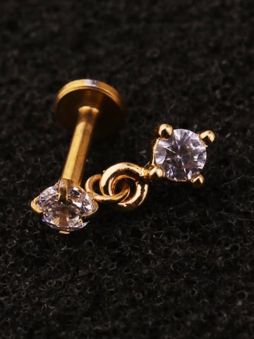 HISON Brass with Cubic Zirconia White Cross Stud Earring 2