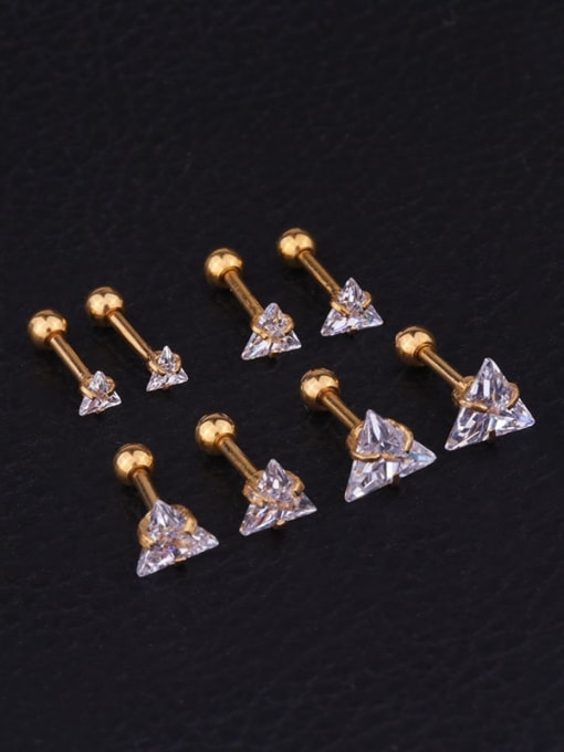 HISON Brass Cubic Zirconia Triangle Minimalist Stud Earring 3