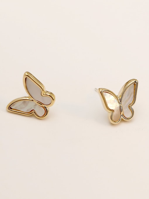 HYACINTH Brass Shell Butterfly Cute Clip Trend Korean Fashion Earring 0