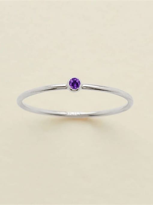 June Purple Steel Stainless steel Birthstone Geometric Minimalist Band Ring
