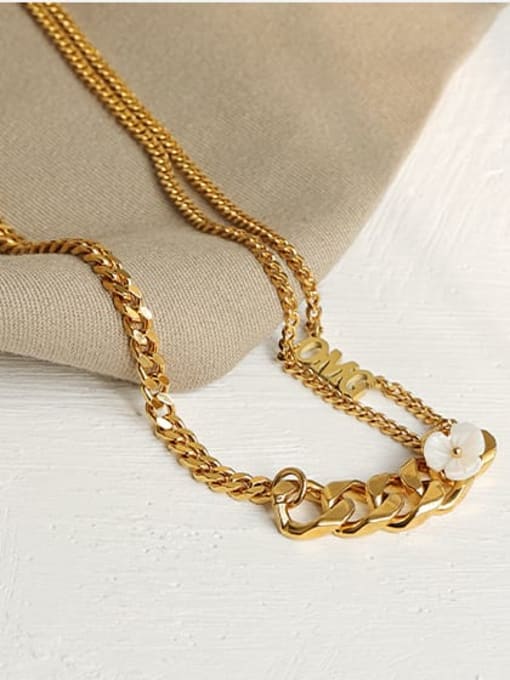 ACCA Brass Geometric Hip Hop  Hollow Chain Multi Strand Necklace 2