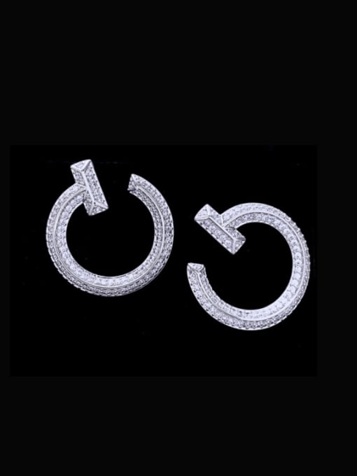 steel Brass Cubic Zirconia Geometric Luxury Cluster Earring