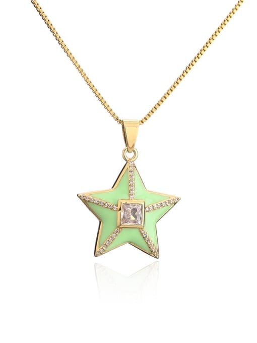20914 Brass Rhinestone Enamel Star Ethnic Five-pointed star Pedant Necklace