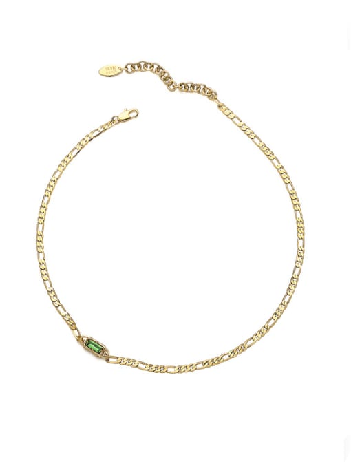 Emerald Zircon Necklace Brass Cubic Zirconia Star Vintage Necklace