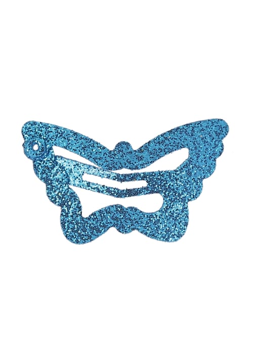 blue(1 pack = 100 pcs) Alloy Multi Color Cute Butterfly  Hair Barrette