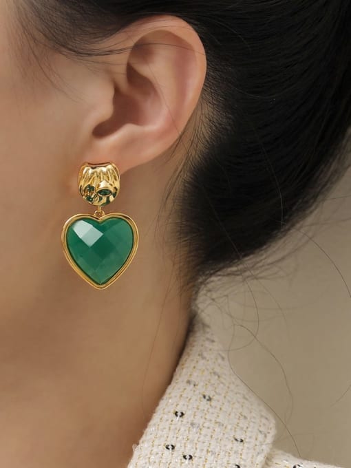 HYACINTH Brass Enamel Heart Minimalist Drop Earring 1