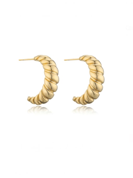 41516 Brass Twist Geometric Minimalist Stud Earring