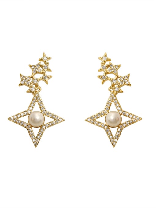 HYACINTH Brass Cubic Zirconia Star Vintage Drop Earring