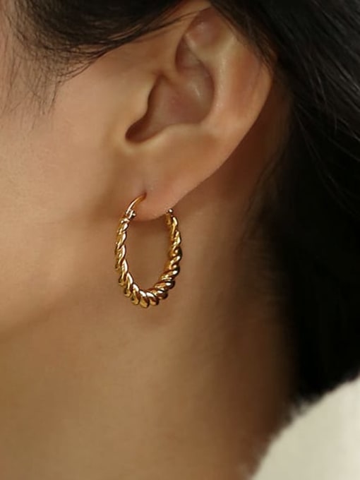 Five Color Brass Geometric Minimalist C Shape Hoop Earring 1