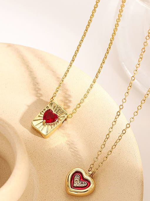 Five Color Brass Cubic Zirconia Heart Minimalist Necklace 2