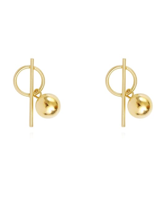 14K gold Copper Bead Ball Minimalist Stud Trend Korean Fashion Earring