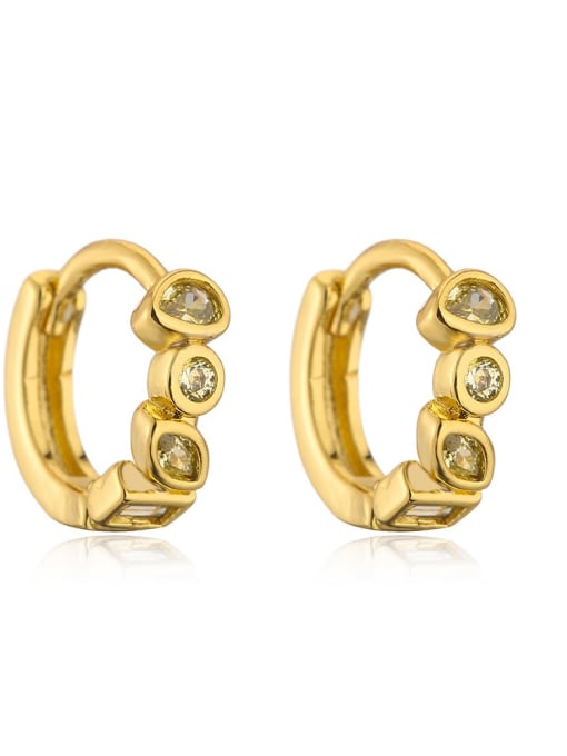 41655 Brass Cubic Zirconia Geometric Hip Hop Huggie Earring