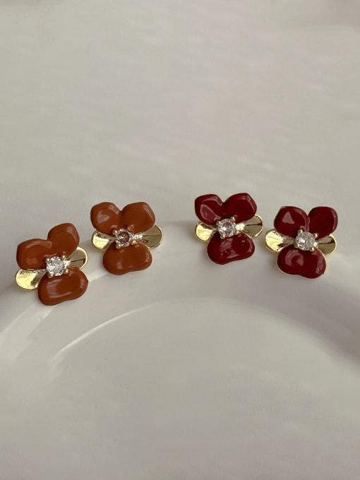YOUH Brass Enamel Butterfly Hip Hop Stud Earring 1