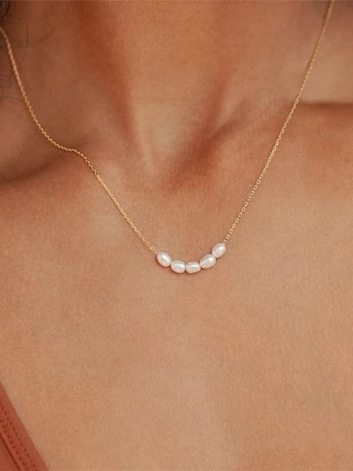 Desoto Stainless steel Imitation Pearl Minimalist Necklace 1