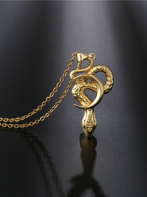 AOG Brass Vintage Snake Pendant Necklace 1