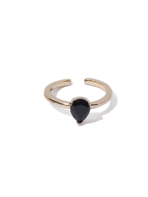Black zircon ring Brass Cubic Zirconia Geometric Minimalist Band Ring