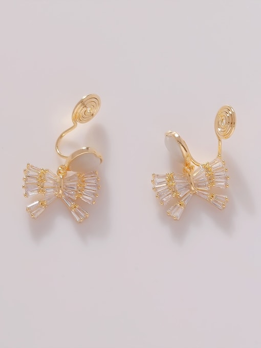 HYACINTH Brass Cubic Zirconia Bowknot Minimalist Stud Earring 0