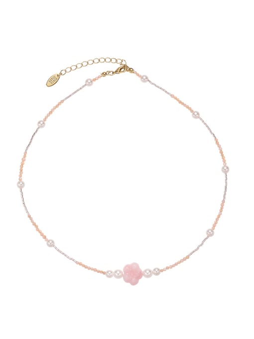 TINGS Brass Imitation Pearl Flower Trend Necklace 0