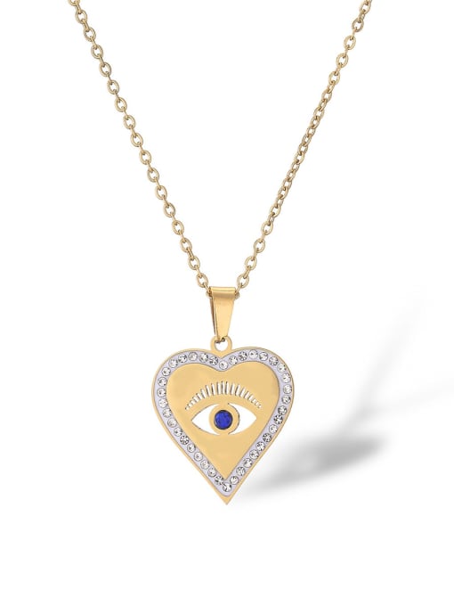 23990 Titanium Steel Cubic Zirconia Heart Vintage Necklace