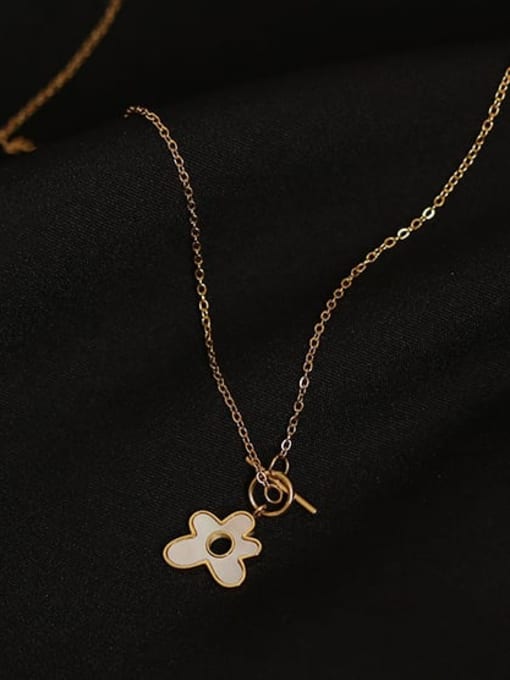 ACCA Brass Shell Flower Minimalist Pendant Necklace