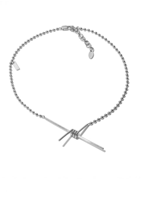 Bead chain Brass Geometric Minimalist Lariat Necklace