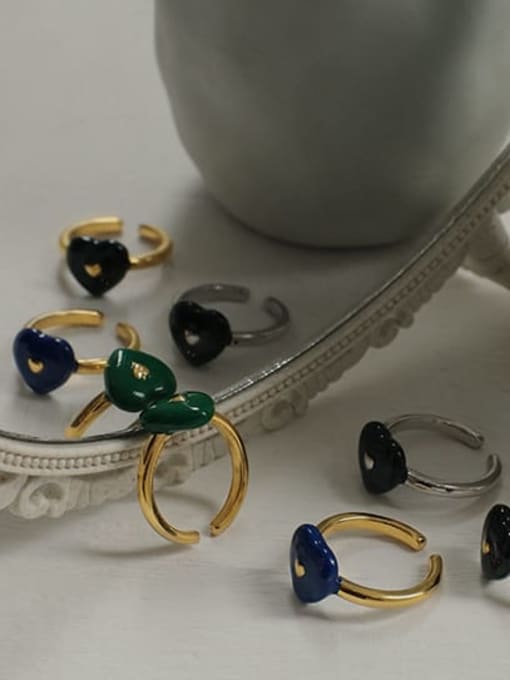 ACCA Brass Enamel Heart Vintage Band Ring 3