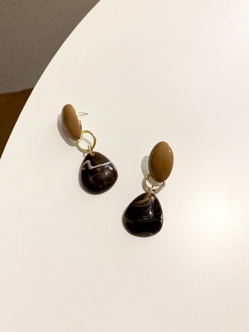 Coffee resin Earrings S925 silver needle Resin Water Drop Vintage Stud Earring/Multi-color optional