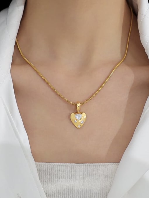 YILLIN Brass Cubic Zirconia Heart Dainty Necklace 1