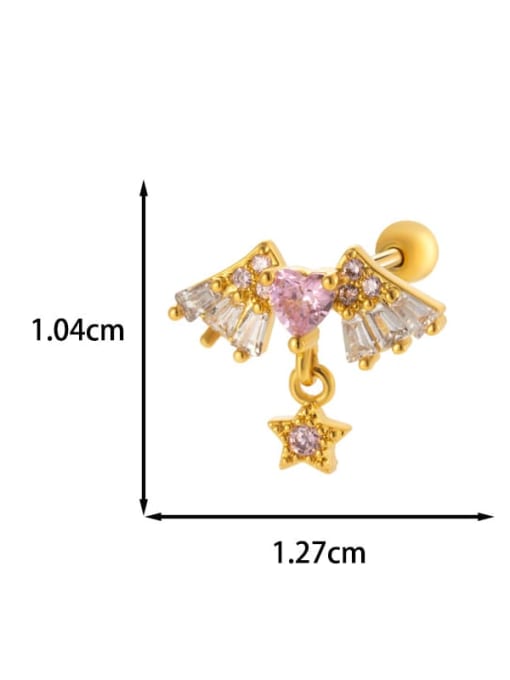 9 golden yellow Brass Cubic Zirconia Wing Trend Single Earring