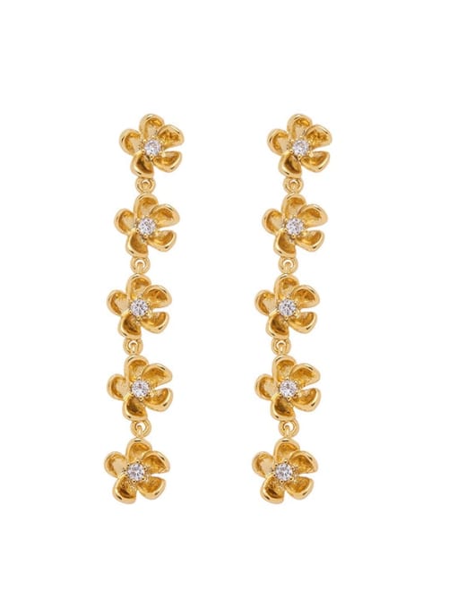 golden Brass Flower Vintage Drop Earring