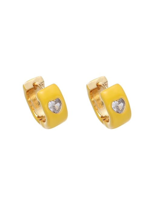 Yellow earrings Brass Enamel Geometric Minimalist Huggie Earring
