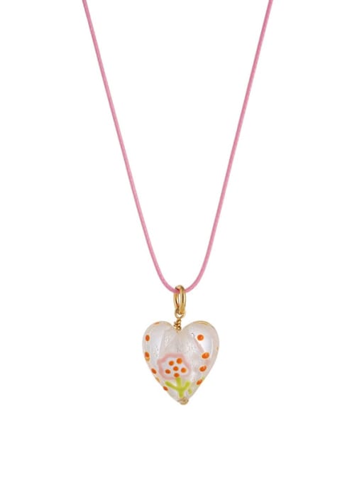 Section 9 Brass Enamel Heart Cute Necklace