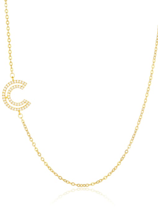 C Brass Cubic Zirconia Letter Minimalist Necklace