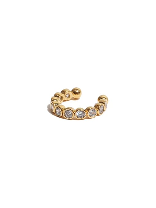 TINGS Brass Rhinestone Geometric Minimalist Clip Earring(Single) 0