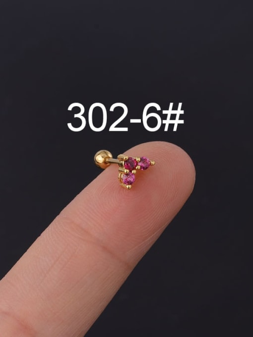 6(Single) Brass Cubic Zirconia Heart Cute Stud Earring