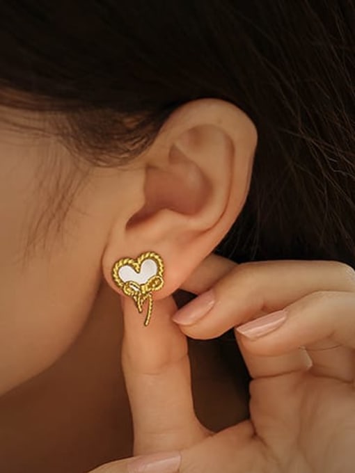 ACCA Brass Shell Heart Minimalist Stud Earring 1