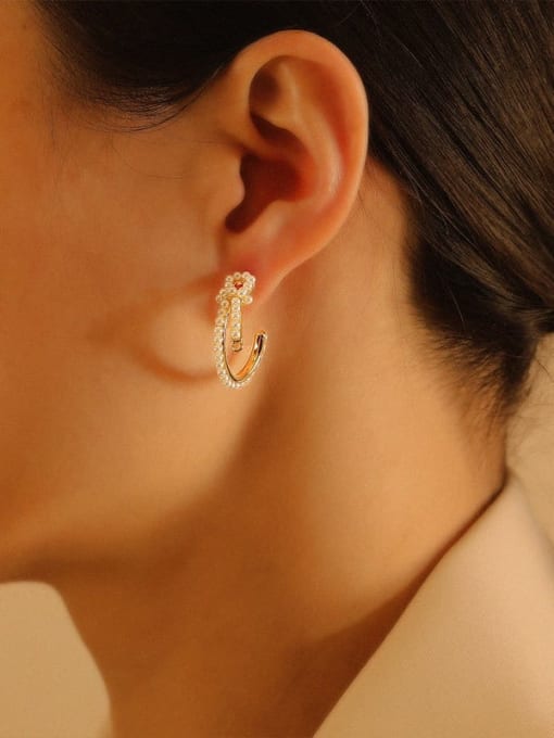 HYACINTH Brass Imitation Pearl Geometric Bohemia Stud Trend Korean Fashion Earring 3