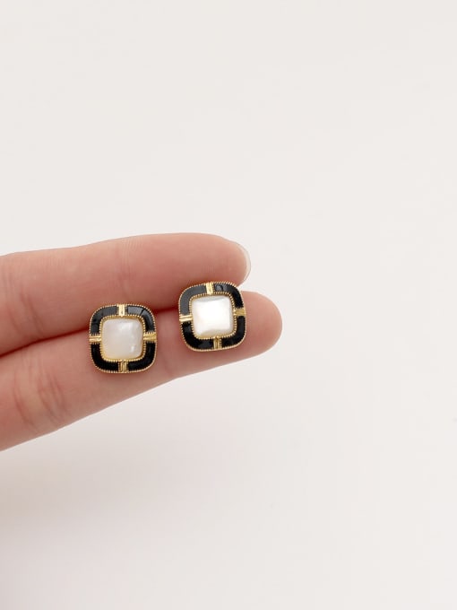 HYACINTH Brass Shell Geometric Minimalist Stud Trend Korean Fashion Earring 1