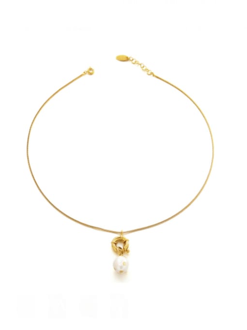 ACCA Brass Imitation Pearl Geometric Vintage Necklace 3