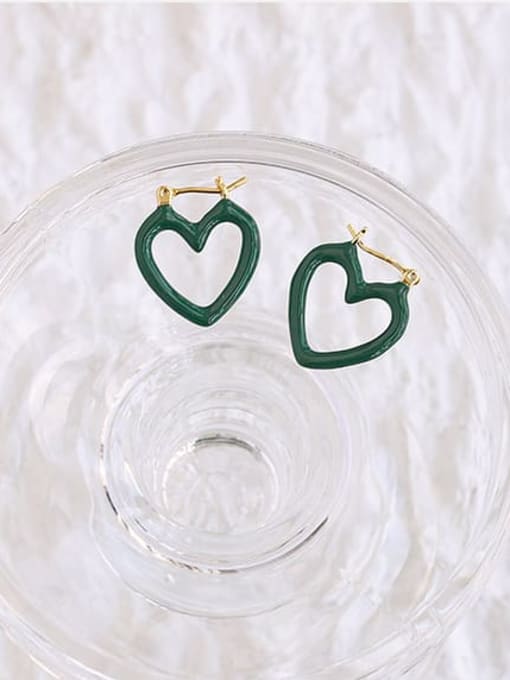 ACCA Brass Enamel Heart Minimalist Huggie Earring 2