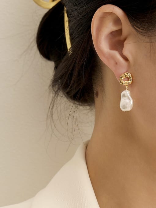 HYACINTH Brass Imitation Pearl Water Drop Minimalist Drop Trend Korean Fashion Earring 1