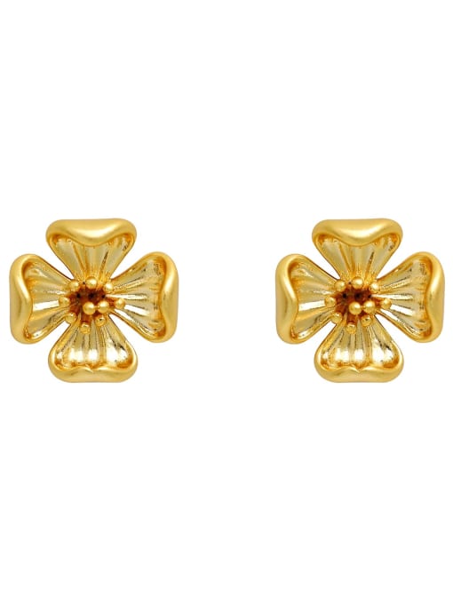 HYACINTH Brass Flower Minimalist Stud Earring 3