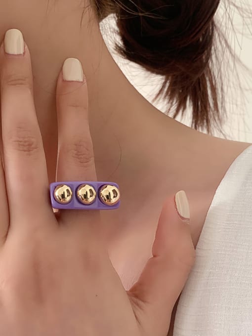 I 290 purple ring Alloy Resin Geometric Cute Band Ring/Multi-Color Optional
