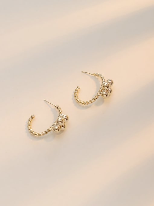 HYACINTH Copper Bead Geometric Minimalist Stud Trend Korean Fashion Earring 2